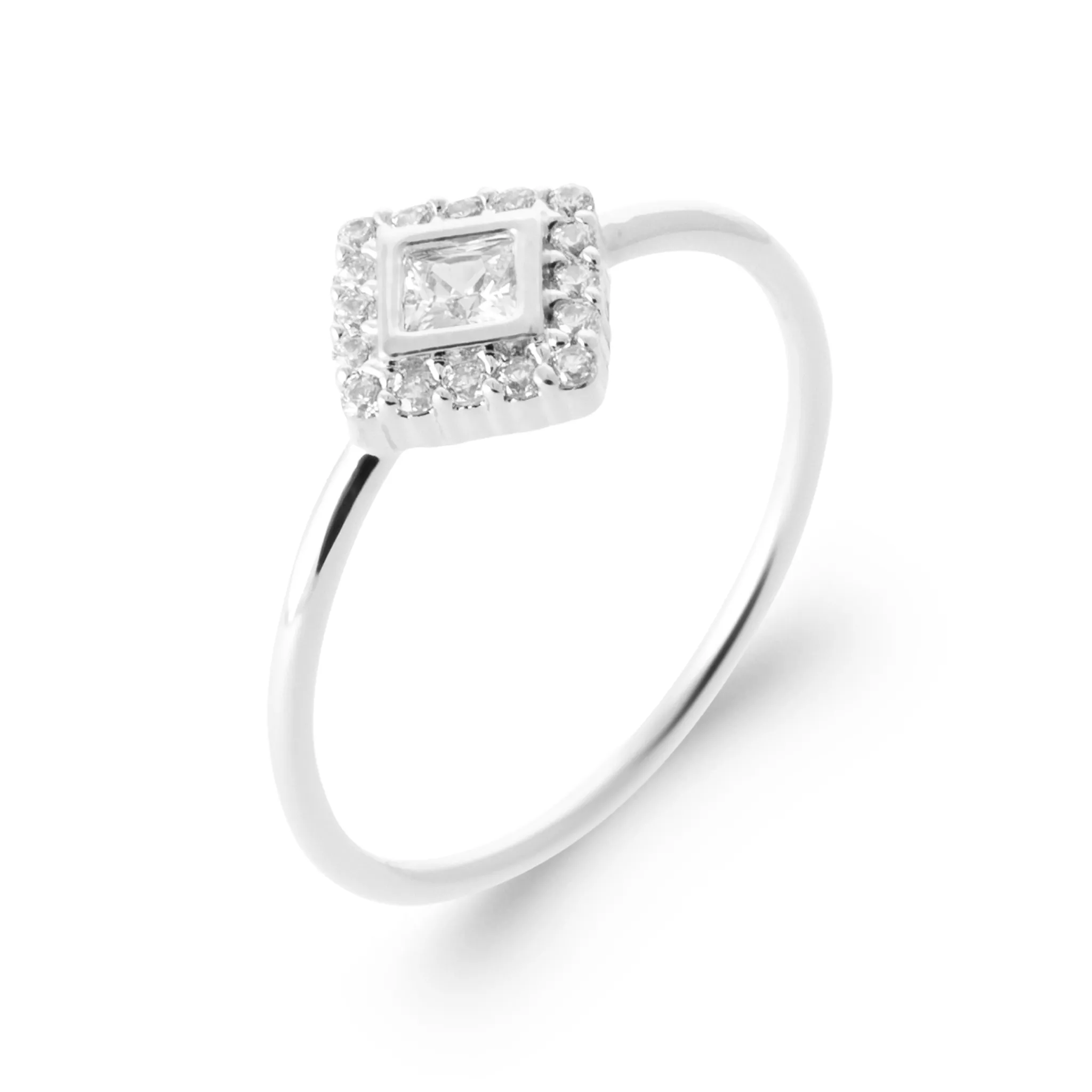 Bague Solitaire Argent Mafwala Zirconium Joaillerie Entourage - Bague en Argent 925