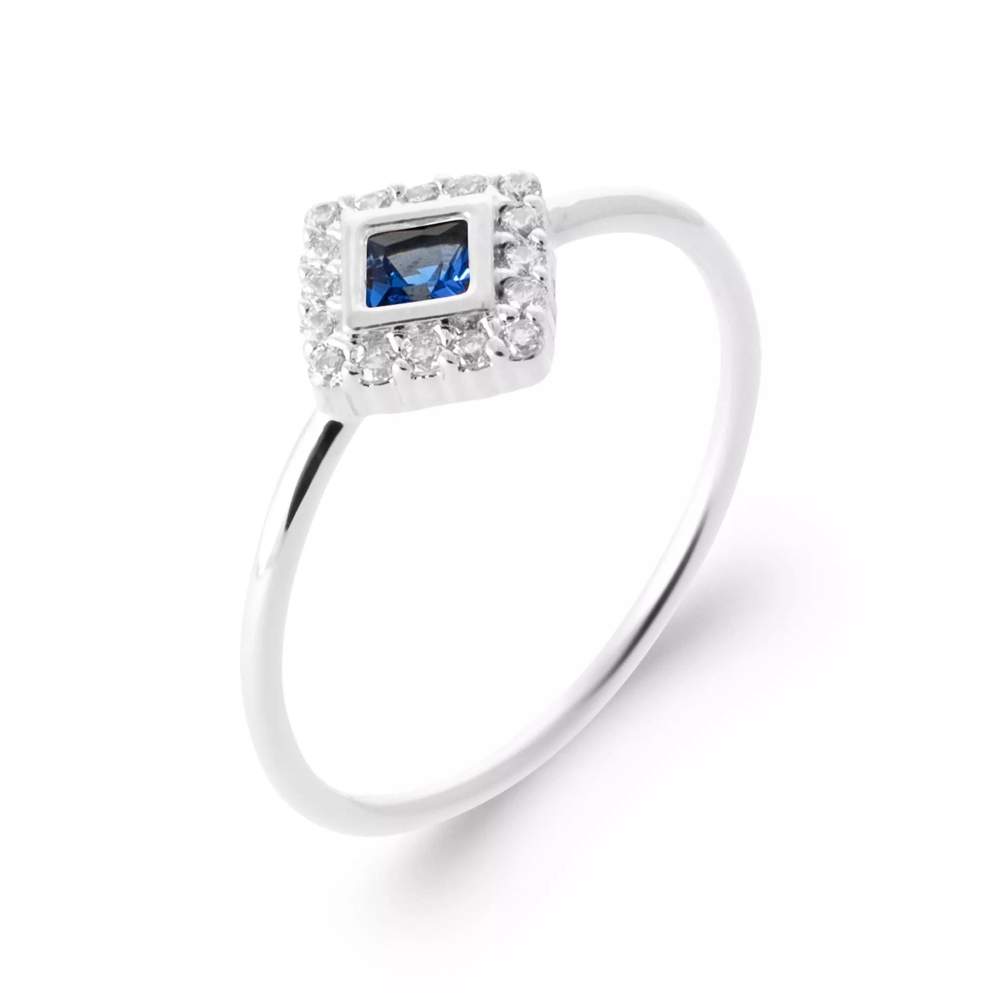 Bague Solitaire Argent Mafwala Zirconium Joaillerie Entourage Couleurs - Bague en Argent 925