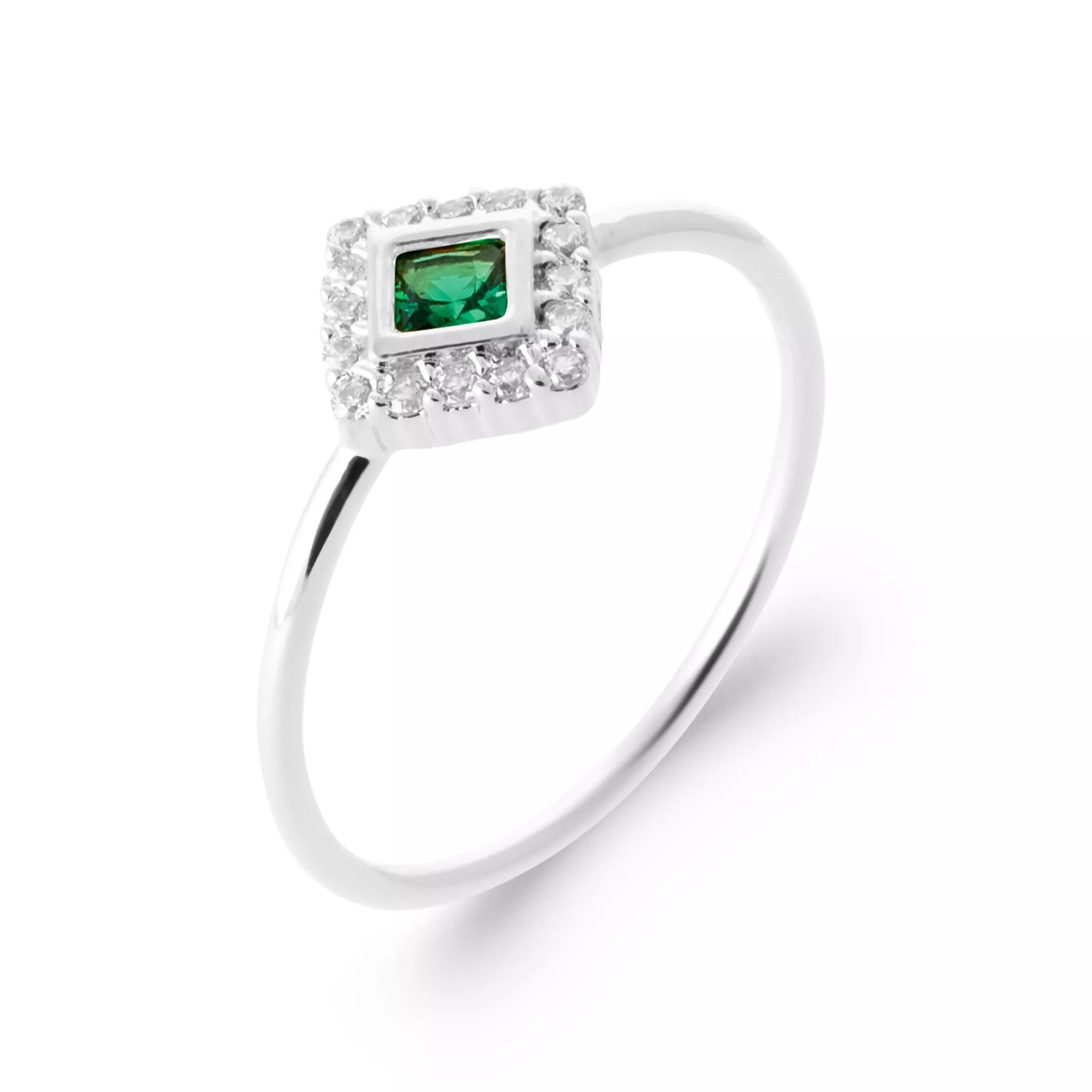 Bague Solitaire Argent Mafwala Zirconium Joaillerie Entourage Couleurs - Bague en Argent 925