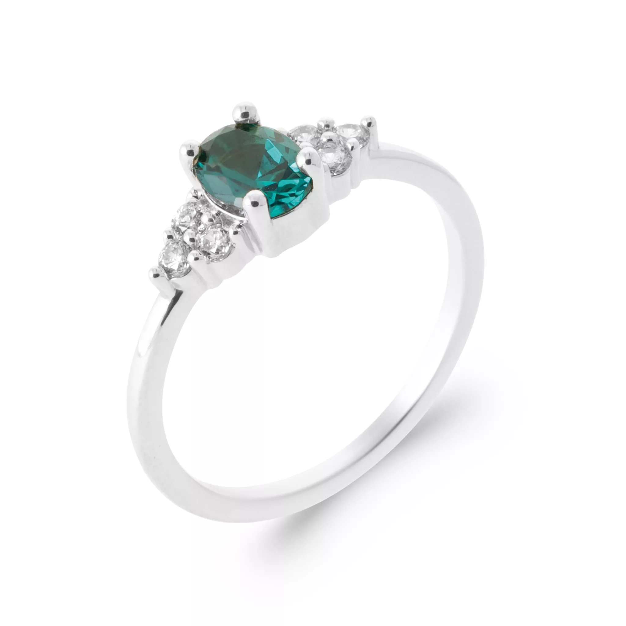 Bague Solitaire Argent Stefina Zirconium Joaillerie Entourage Couleurs - Bague en Argent 925