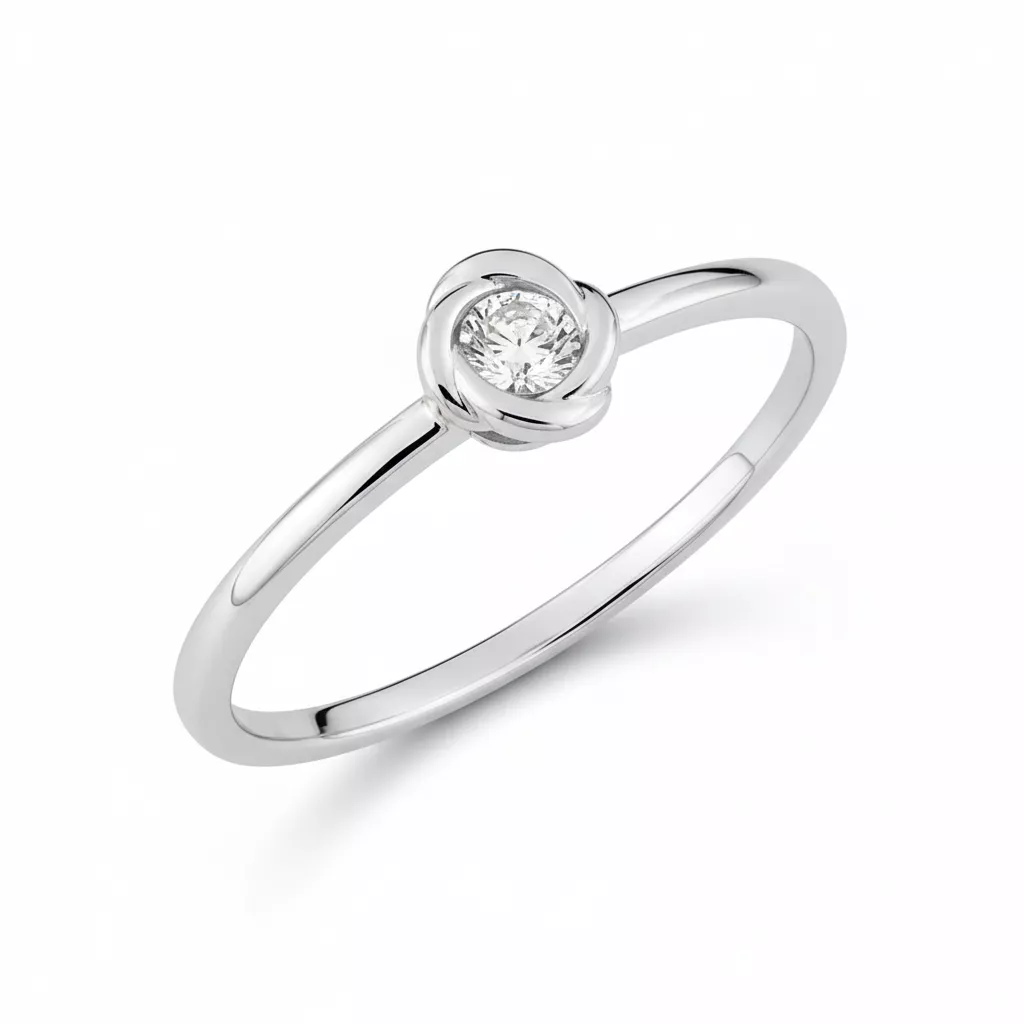 Bague Solitaire Or Blanc Aloisia Diamant - Bague en Or 375 9k - Bijoux en Vogue