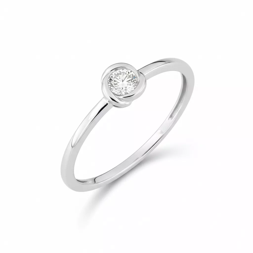Bague Solitaire Or Blanc Cuilin Diamant - Bague en Or 375 9k - Bijoux en Vogue