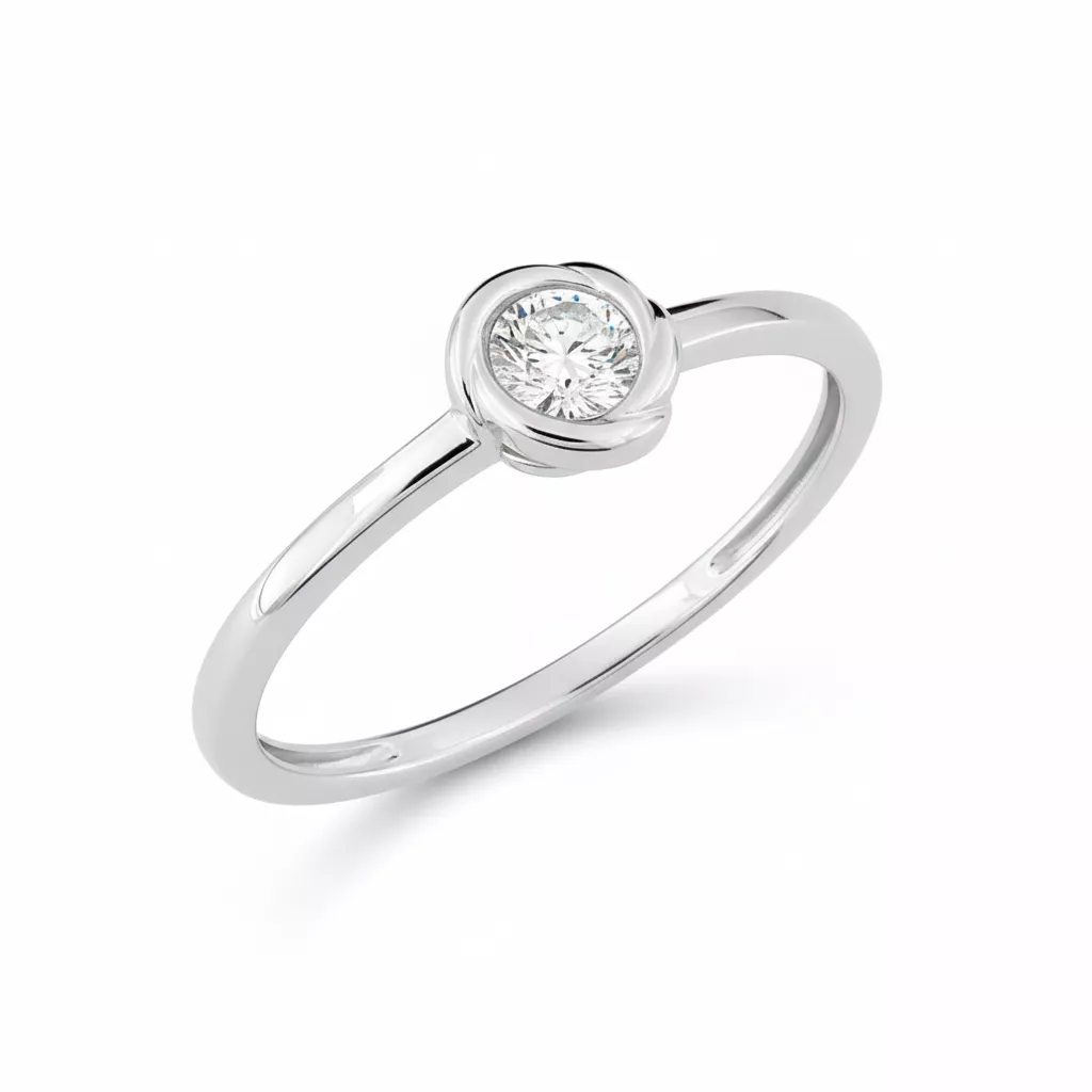 Bague Solitaire Or Blanc Sylira Diamant - Bague en Or 375 9k - Bijoux en Vogue