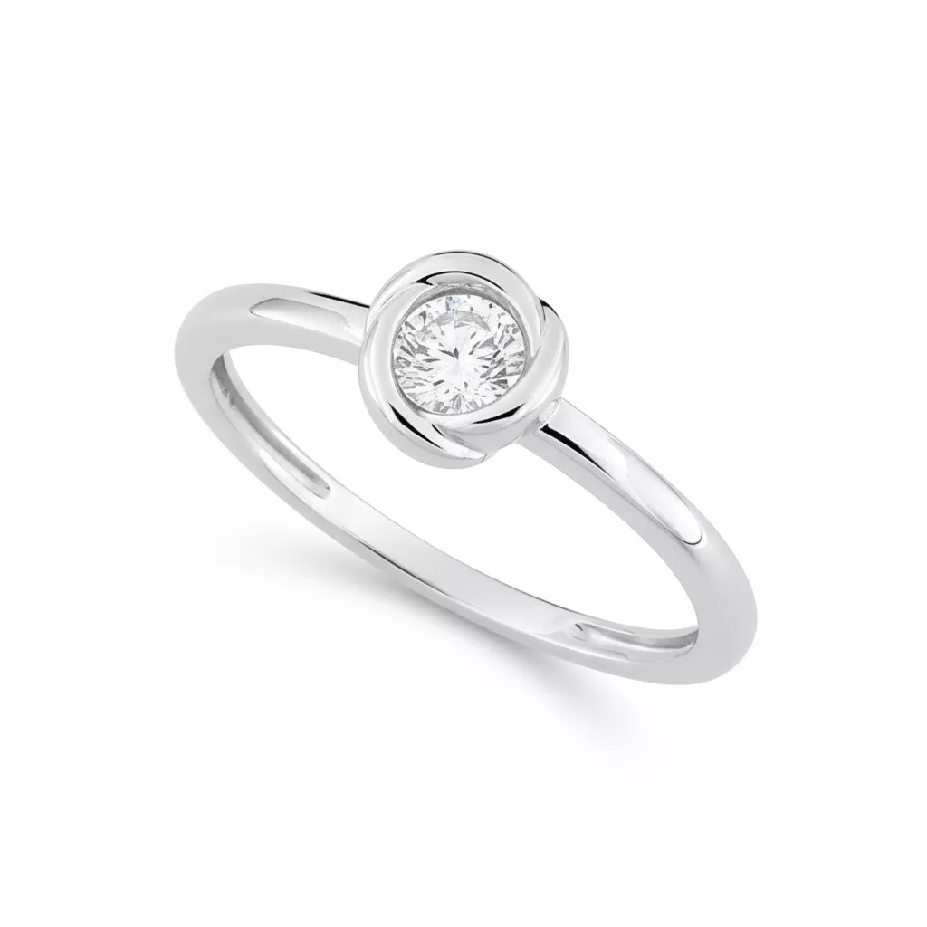 Bague Solitaire Or Blanc Shesia Diamant - Bague en Or 375 9k - Bijoux en Vogue