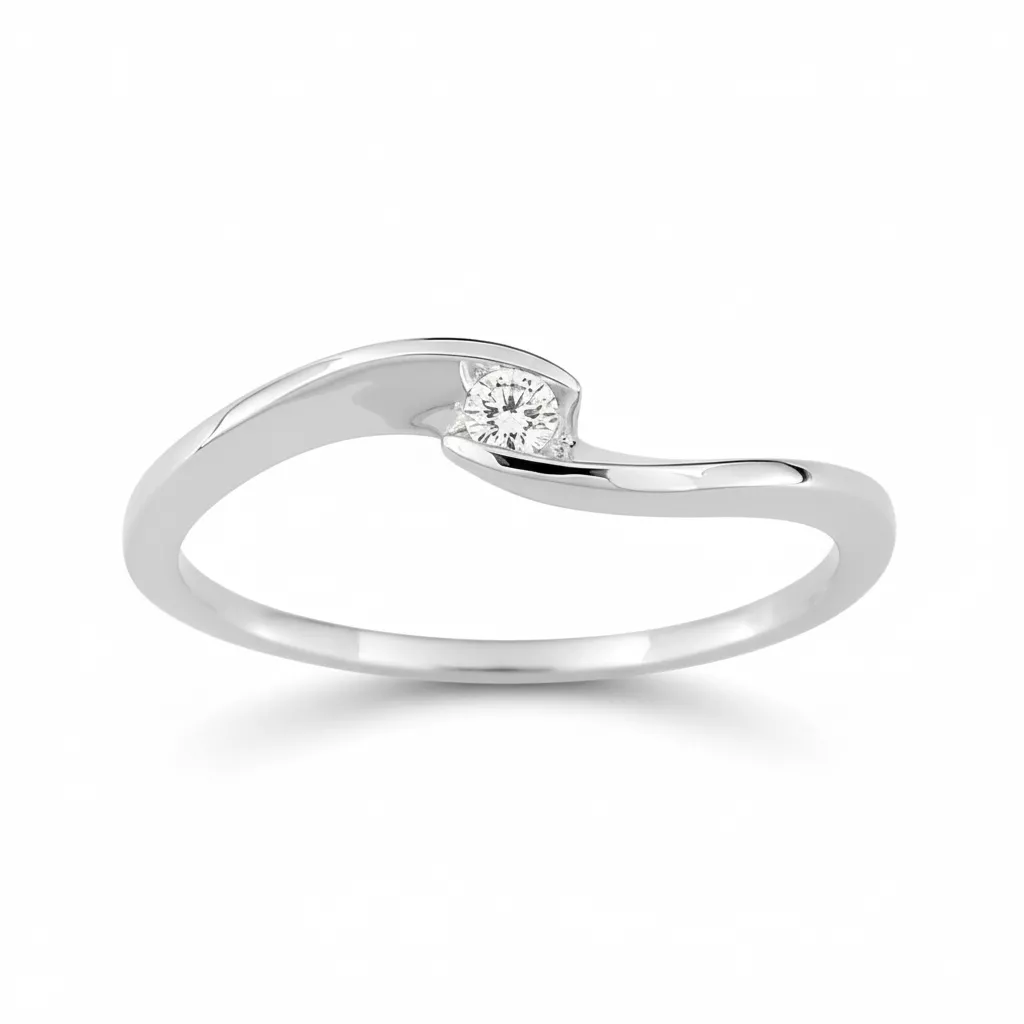 Bague Solitaire Or Blanc Alodine Diamant - Bague en Or 375 9k - Bijoux en Vogue