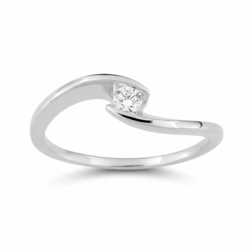 Bague Solitaire Or Blanc Bathie Diamant - Bague en Or 375 9k - Bijoux en Vogue