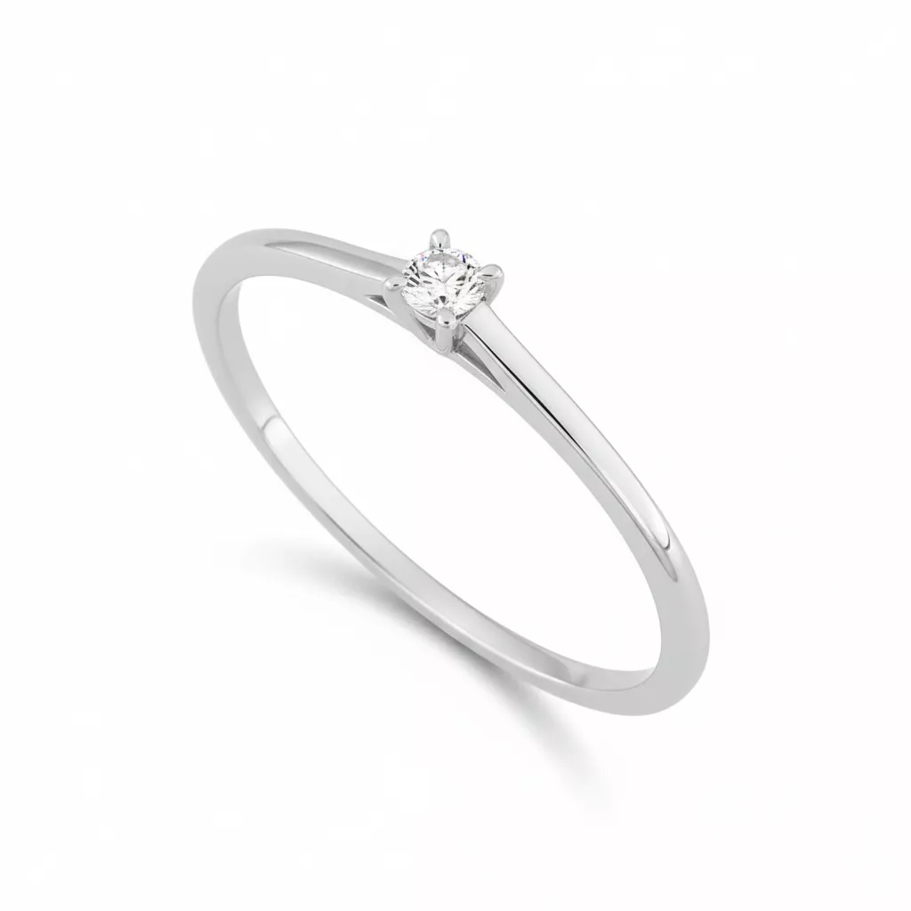 Bague Solitaire Or Blanc Siriane Diamant - Bague en Or 375 9k - Bijoux en Vogue