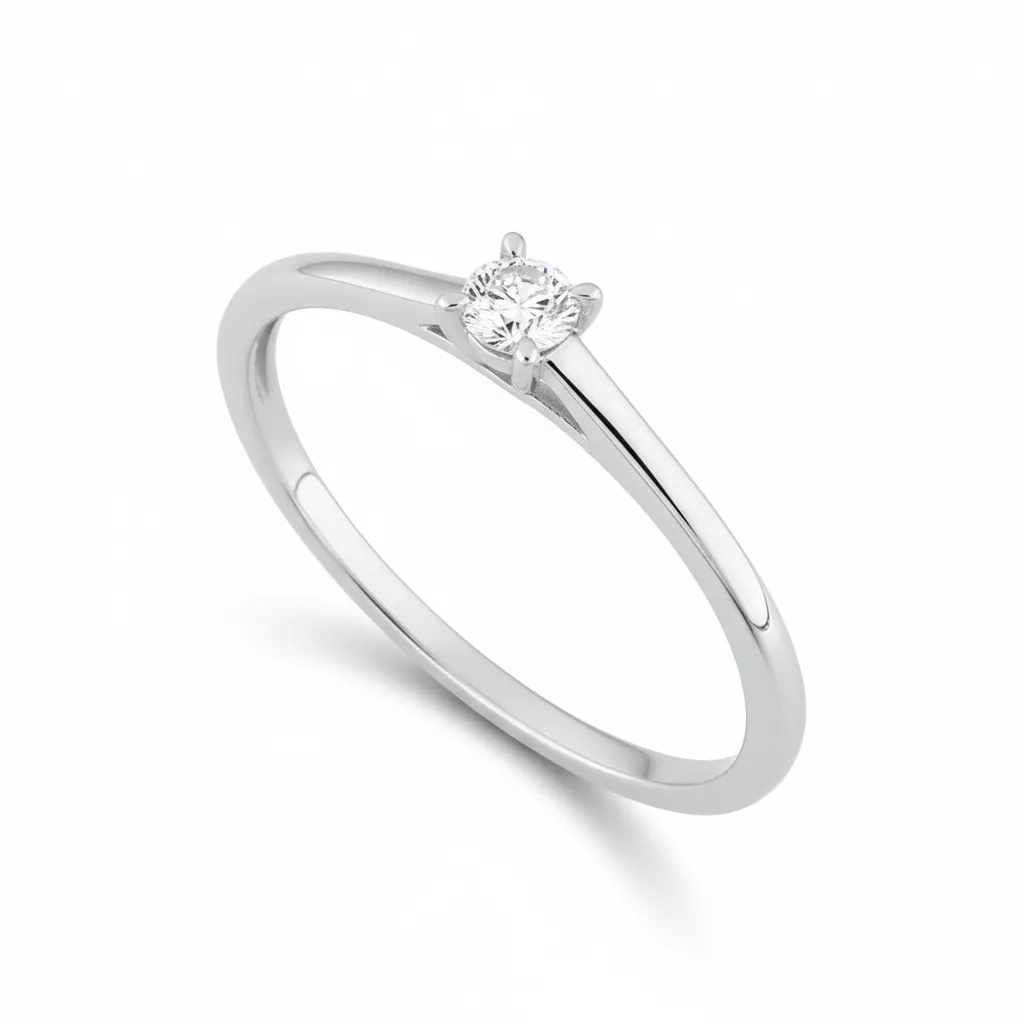 Bague Solitaire Or Blanc Ernsfrance Diamant - Bague en Or 375 9k - Bijoux en Vogue