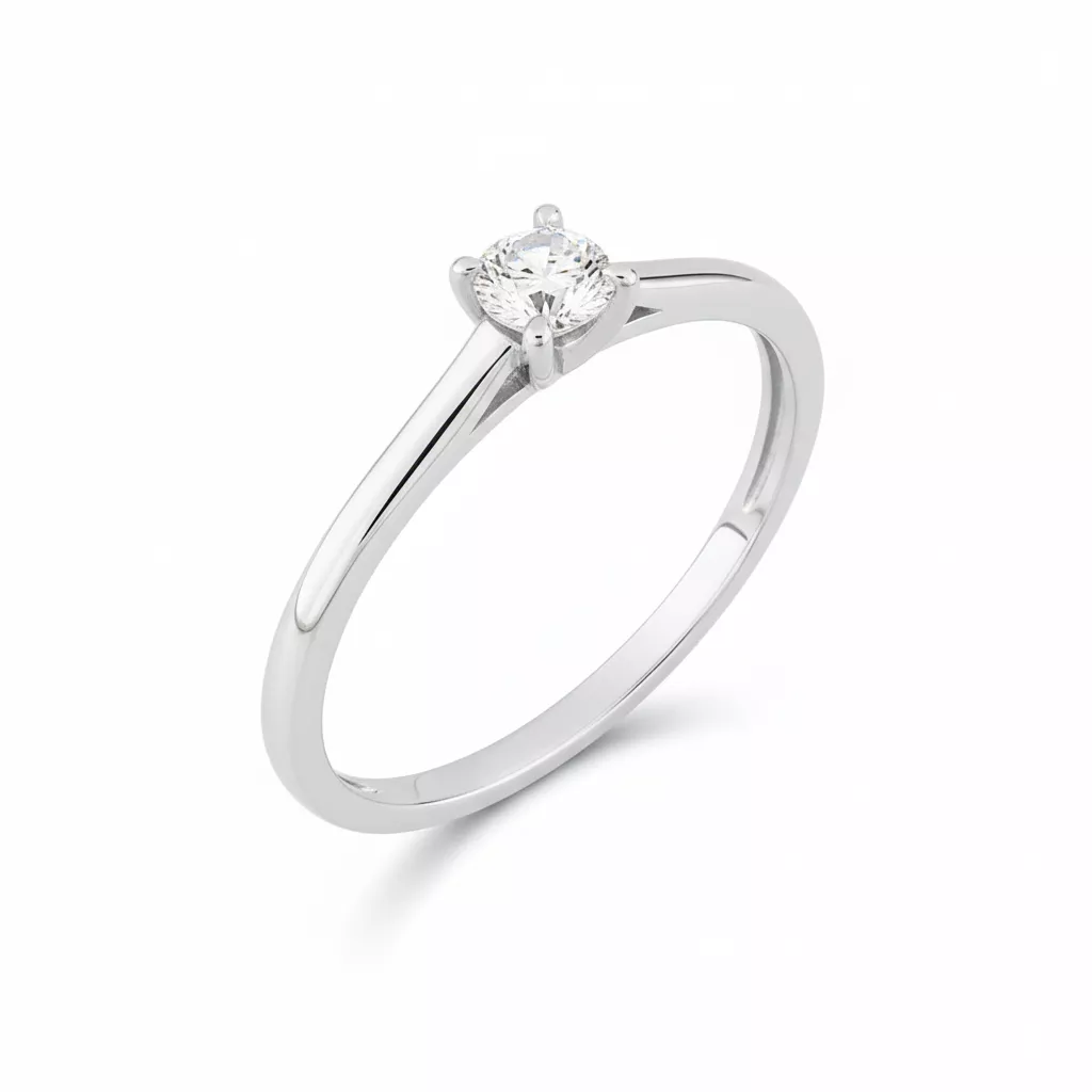 Bague Solitaire Or Blanc Absa Diamant - Bague en Or 375 9k - Bijoux en Vogue