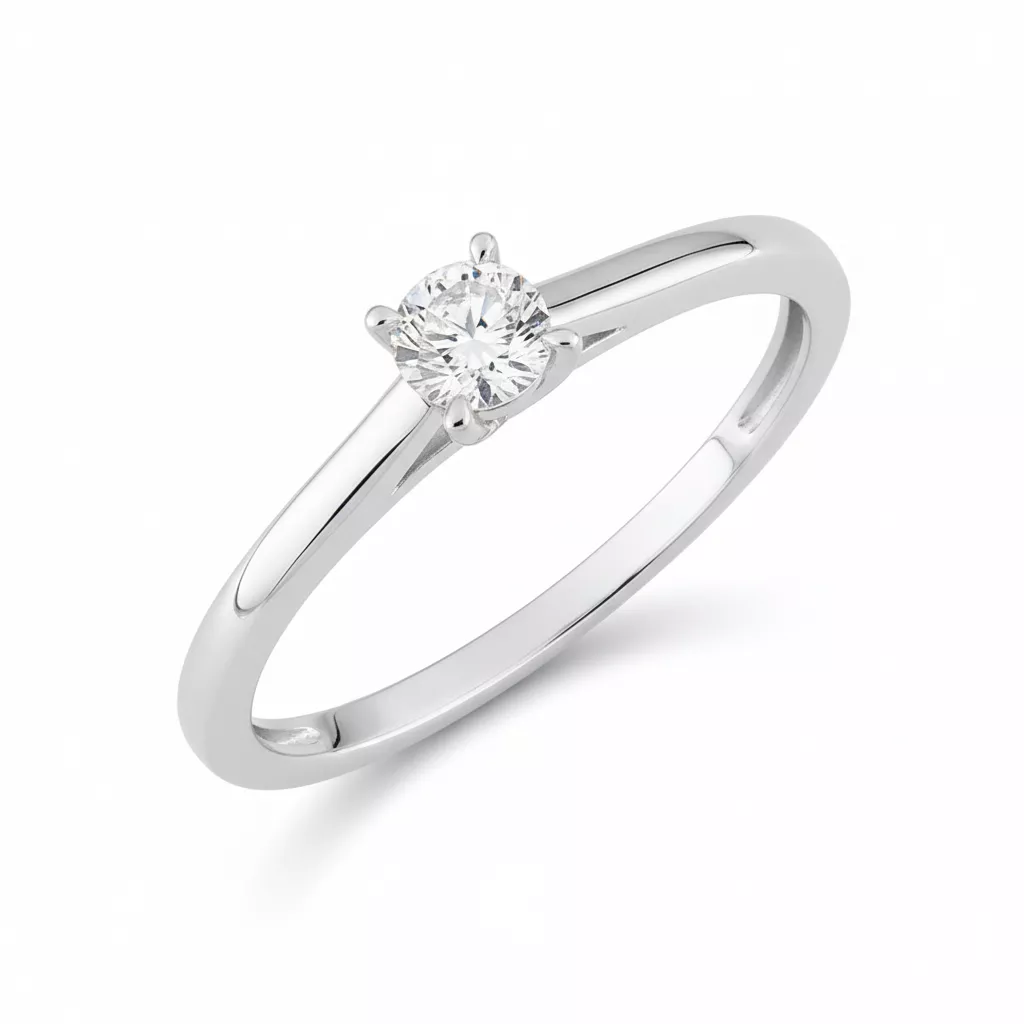 Bague Solitaire Or Blanc Elourda Diamant - Bague en Or 375 9k - Bijoux en Vogue