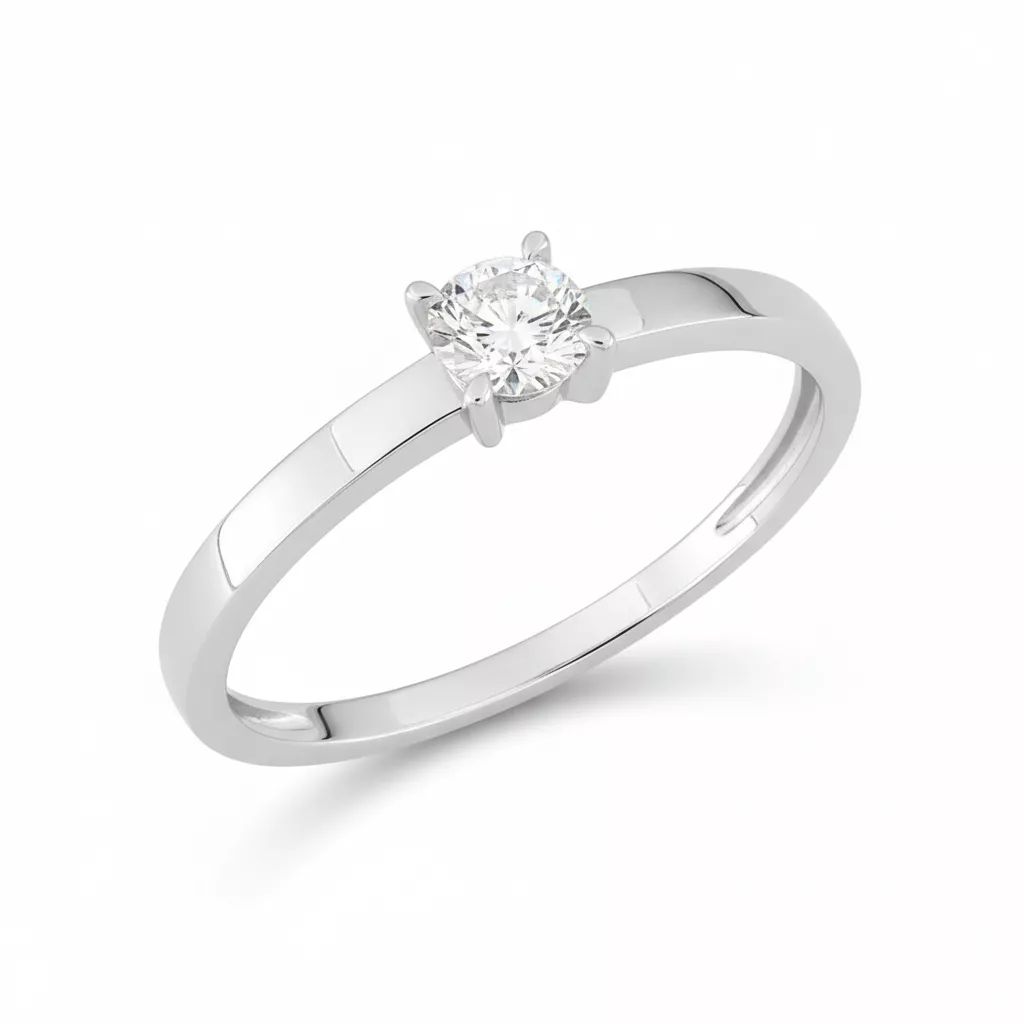 Bague Solitaire Or Blanc Majoie Diamant - Bague en Or 375 9k - Bijoux en Vogue