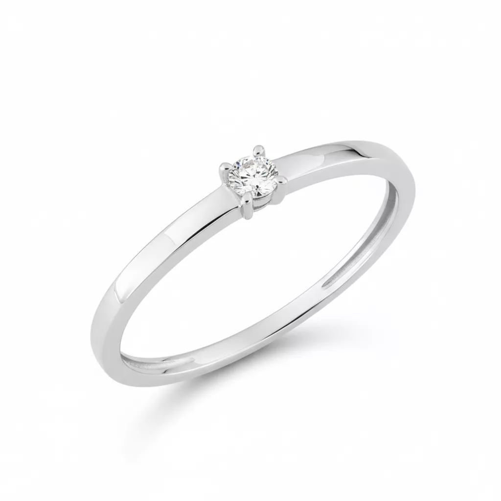 Bague Solitaire Or Blanc Noelvia Diamant - Bague en Or 375 9k - Bijoux en Vogue
