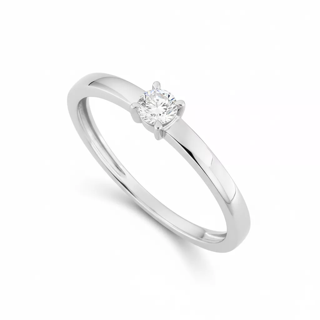 Bague Solitaire Or Blanc Andreane Diamant - Bague en Or 375 9k - Bijoux en Vogue
