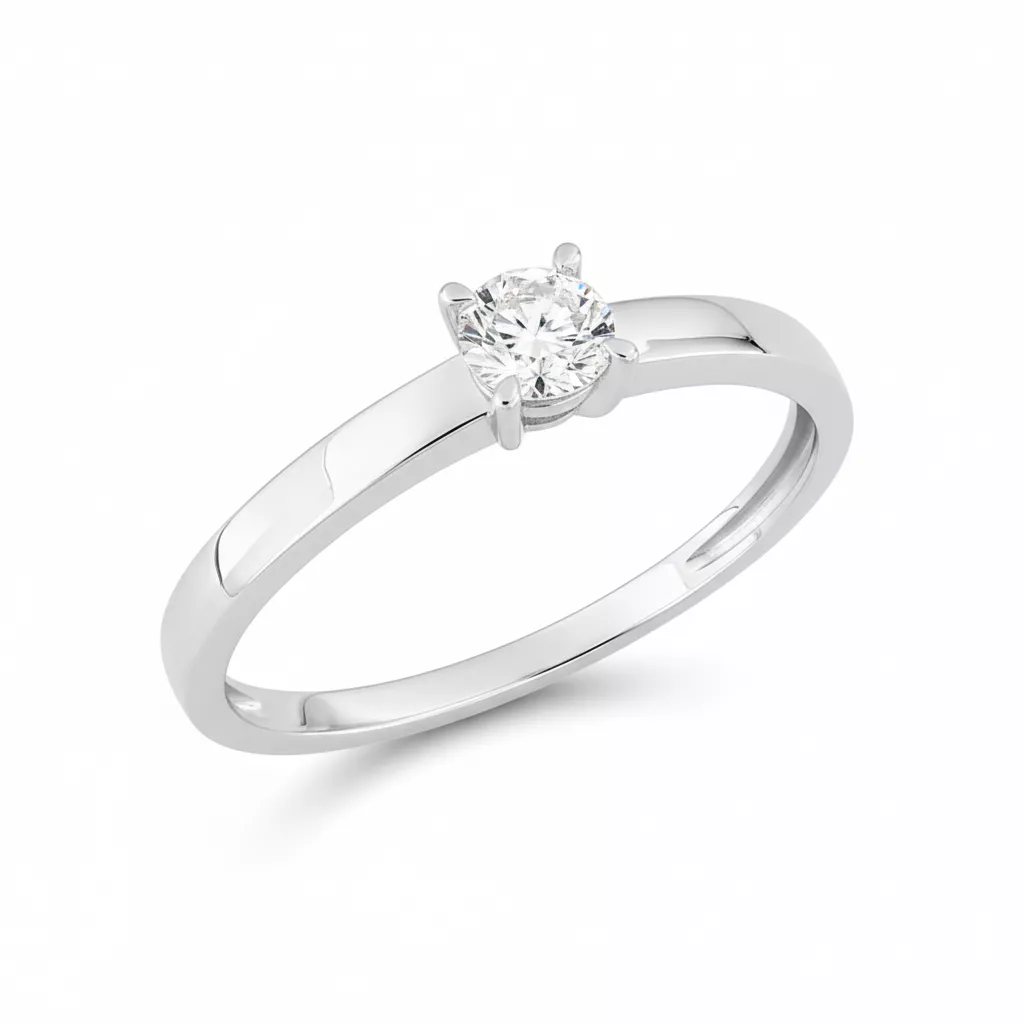 Bague Solitaire Or Blanc Priya Diamant - Bague en Or 375 9k - Bijoux en Vogue