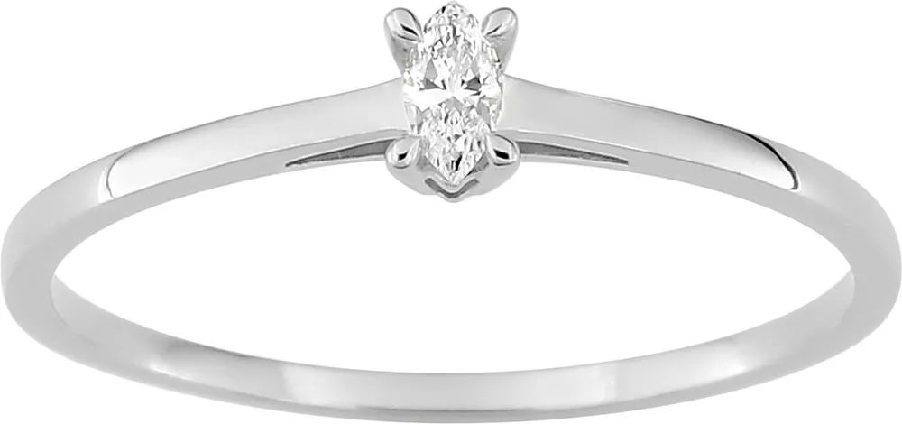 Bague Solitaire Or Blanc Toyfia Diamant - Bague en Or 375 9k - Bijoux en Vogue