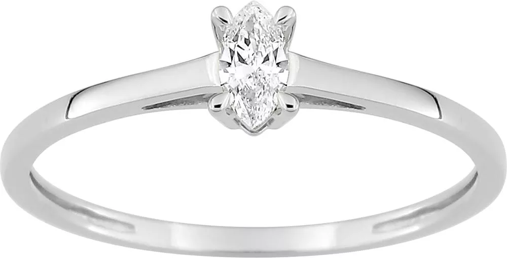 Bague Solitaire Or Blanc Carresa Diamant - Bague en Or 375 9k - Bijoux en Vogue
