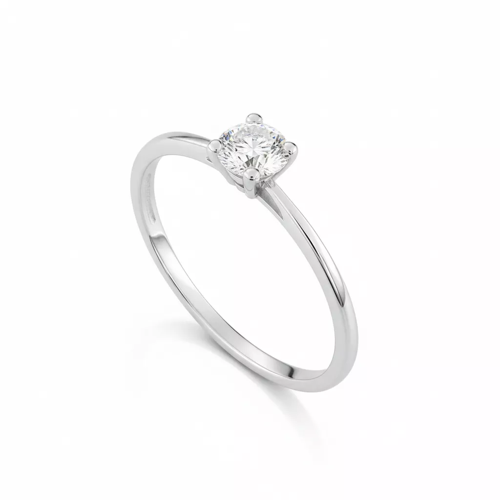 Bague Solitaire Or Blanc Llorlanda Zirconium - Bague en Or 375 9k - Bijoux en Vogue