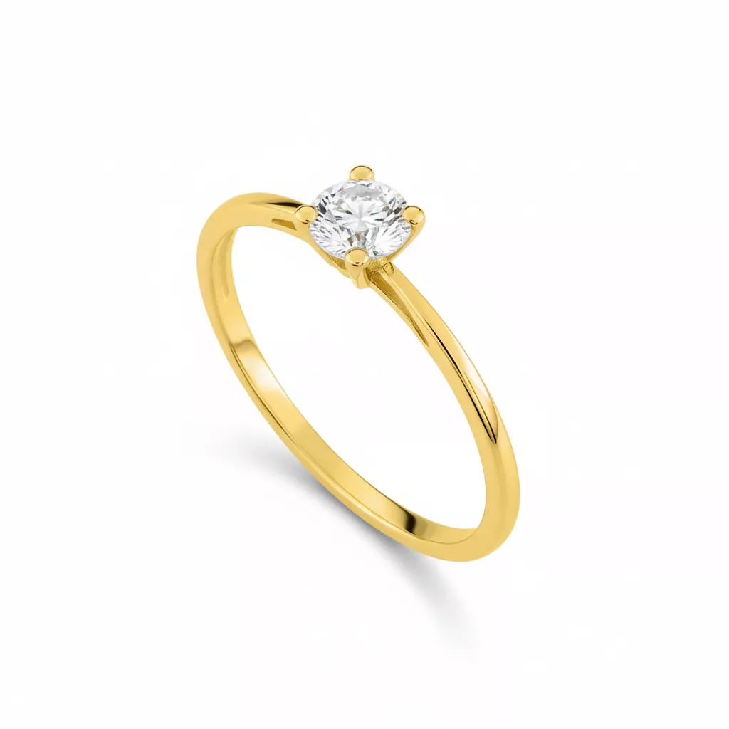 Bague Solitaire Or Zirconium - Bague en Or 375 9k - Bijoux en Vogue
