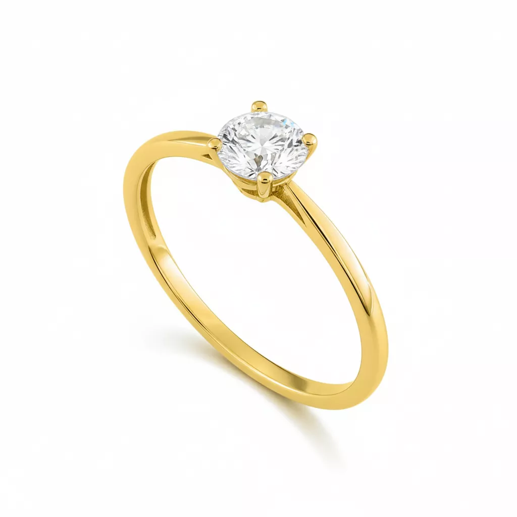 Bague Solitaire Or Zirconium - Bague en Or 375 9k - Bijoux en Vogue