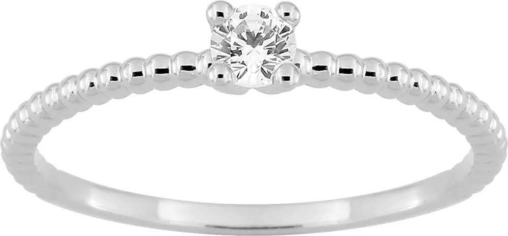 Bague Solitaire Or Blanc Finkila Diamant - Bague en Or 750 18k - Bijoux en Vogue