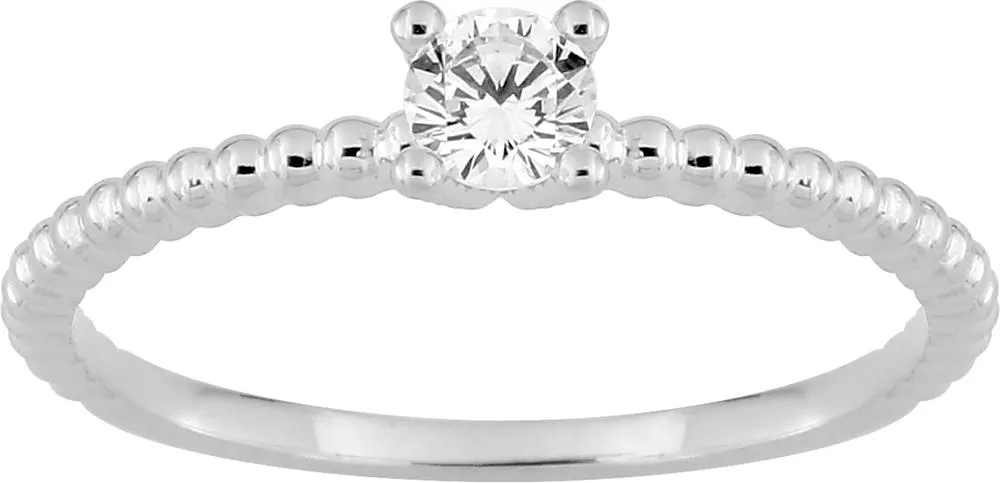 Bague Solitaire Or Blanc Balkis Diamant - Bague en Or 750 18k - Bijoux en Vogue