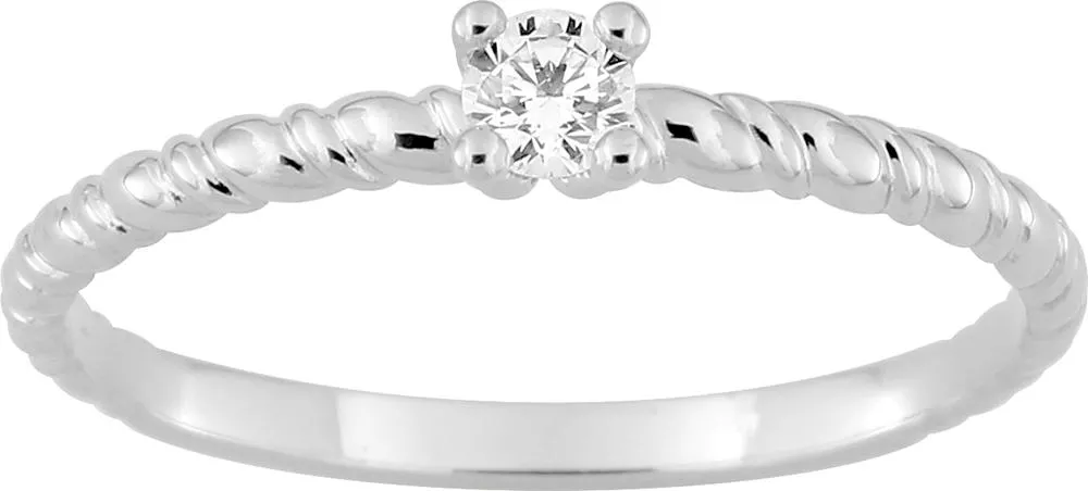 Bague Solitaire Or Blanc Myrra Diamant - Bague en Or 750 18k - Bijoux en Vogue