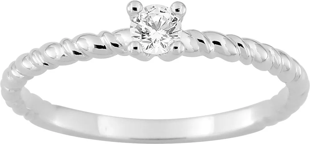 Bague Solitaire Or Blanc Seeta Diamant - Bague en Or 750 18k - Bijoux en Vogue