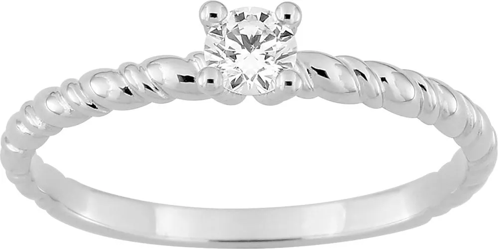 Bague Solitaire Or Blanc Yawa Diamant - Bague en Or 750 18k - Bijoux en Vogue