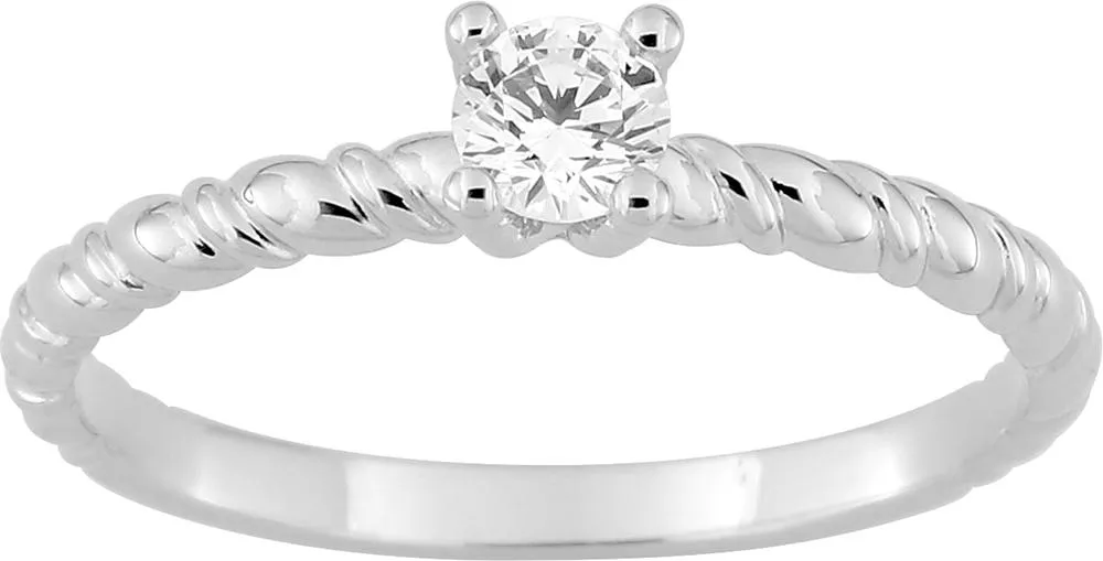 Bague Solitaire Or Blanc Amrana Diamant - Bague en Or 750 18k - Bijoux en Vogue