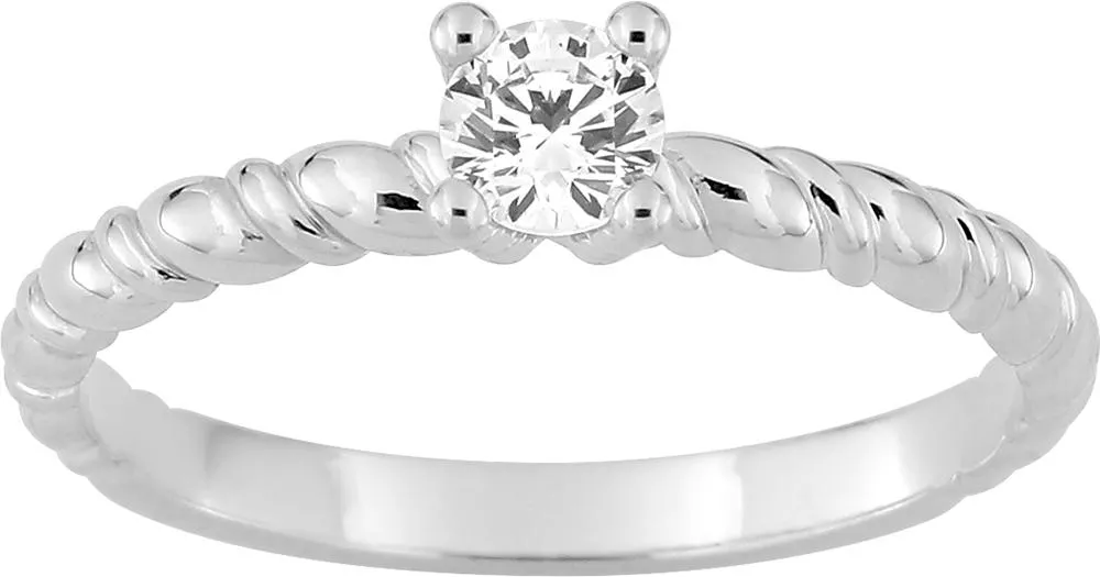 Bague Solitaire Or Blanc Lygenie Diamant - Bague en Or 750 18k - Bijoux en Vogue