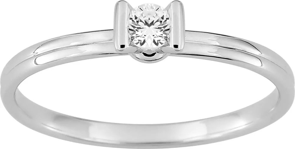 Bague Solitaire Or Blanc Broccia Diamant - Bague en Or 750 18k - Bijoux en Vogue