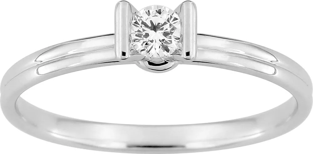 Bague Solitaire Or Blanc Zeltia Diamant - Bague en Or 750 18k - Bijoux en Vogue
