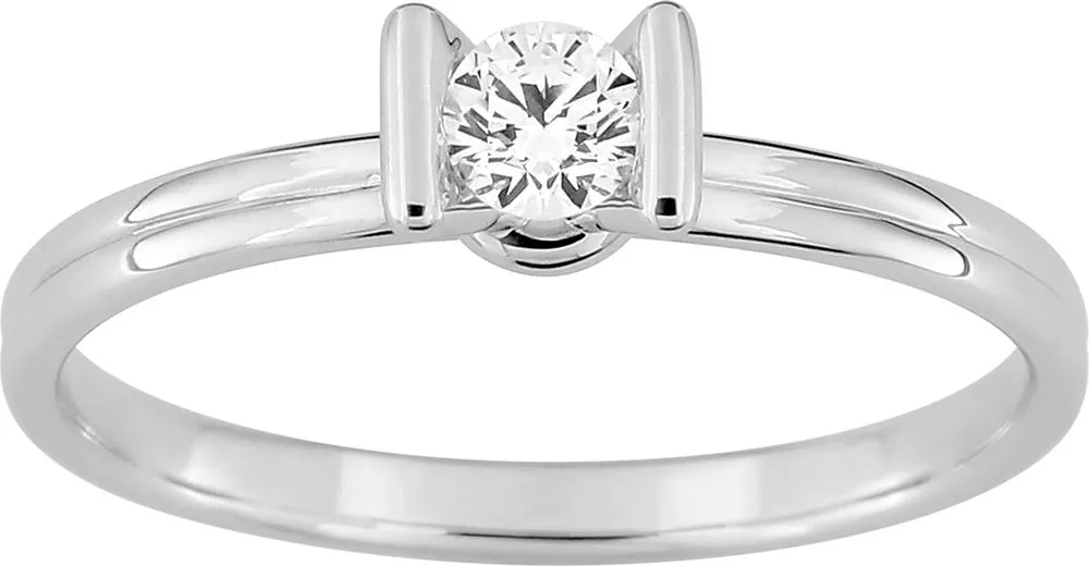 Bague Solitaire Or Blanc Slavicka Diamant PI - Bague en Or 750 18k - Bijoux en Vogue