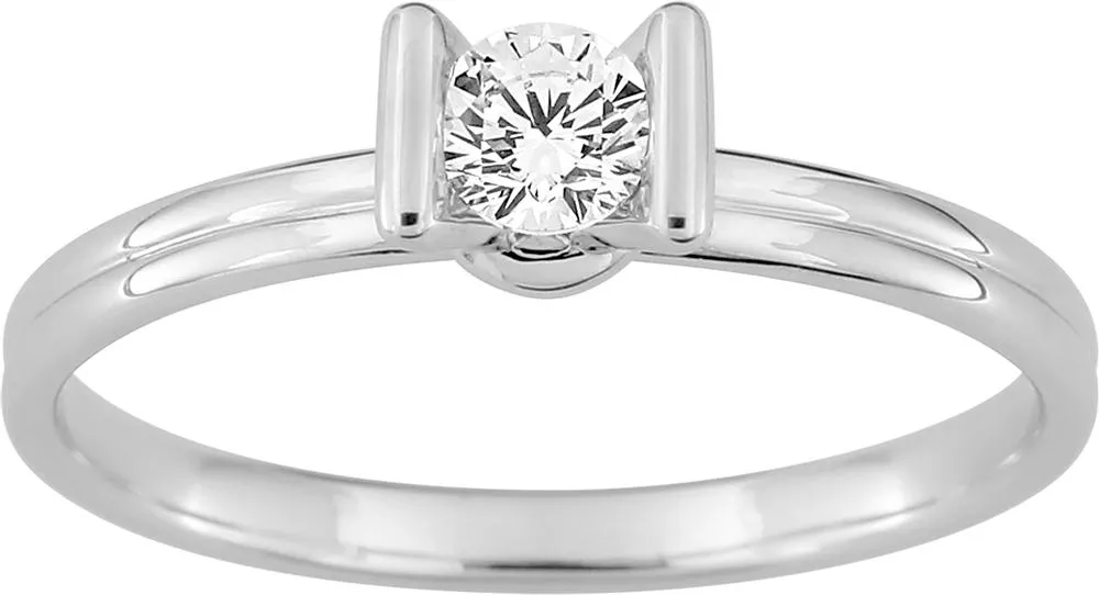 Bague Solitaire Or Blanc Cattleya Diamant - Bague en Or 750 18k - Bijoux en Vogue
