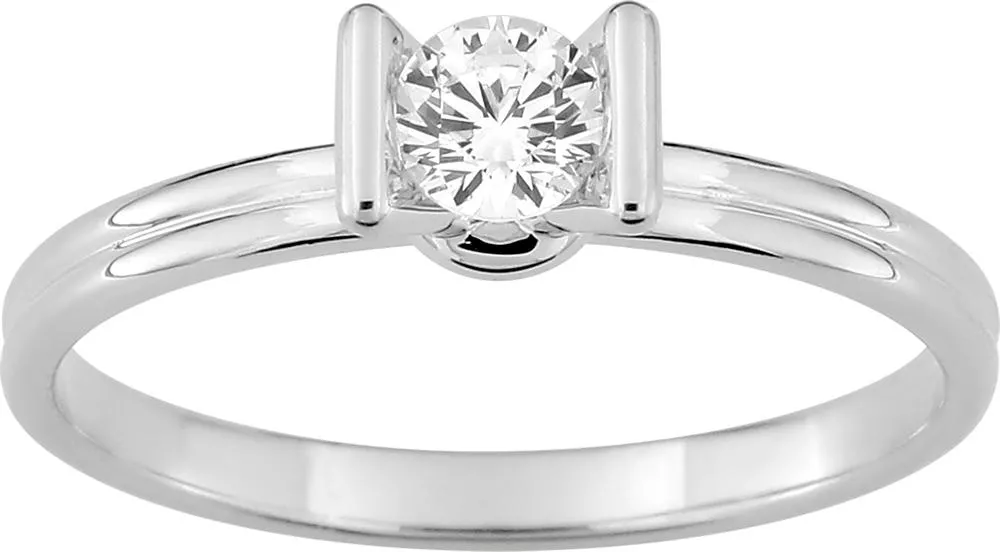 Bague Solitaire Or Blanc Ljupka Diamant - Bague en Or 750 18k - Bijoux en Vogue