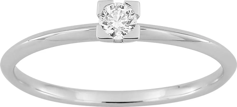 Bague Solitaire Or Blanc Keyla Diamant - Bague en Or 750 18k - Bijoux en Vogue