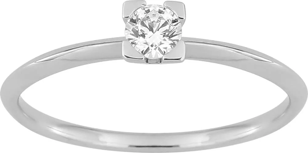 Bague Solitaire Or Blanc Ndriahasindrazana Diamant - Bague en Or 750 18k - Bijoux en Vogue