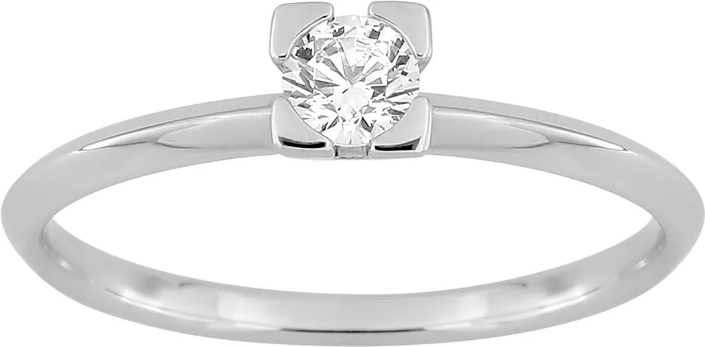 Bague Solitaire Or Blanc Atherine Diamant - Bague en Or 750 18k - Bijoux en Vogue