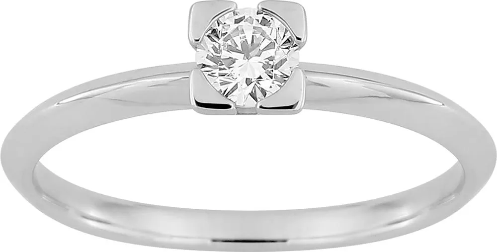 Bague Solitaire Or Blanc Sima Diamant - Bague en Or 750 18k - Bijoux en Vogue