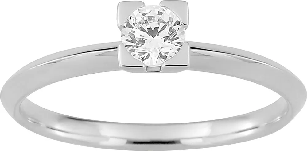 Bague Solitaire Or Blanc Alaxandra Diamant - Bague en Or 750 18k - Bijoux en Vogue