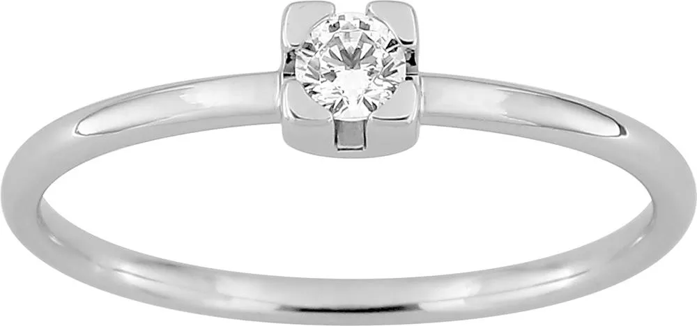 Bague Solitaire Or Blanc Farahnaz Diamant - Bague en Or 750 18k - Bijoux en Vogue