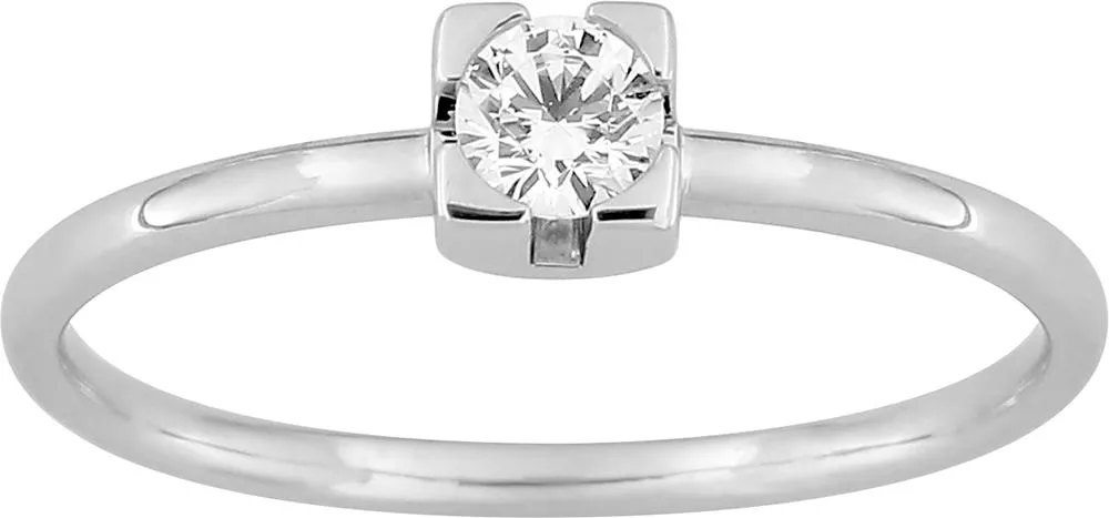 Bague Solitaire Or Blanc Yeniyama Diamant - Bague en Or 750 18k - Bijoux en Vogue