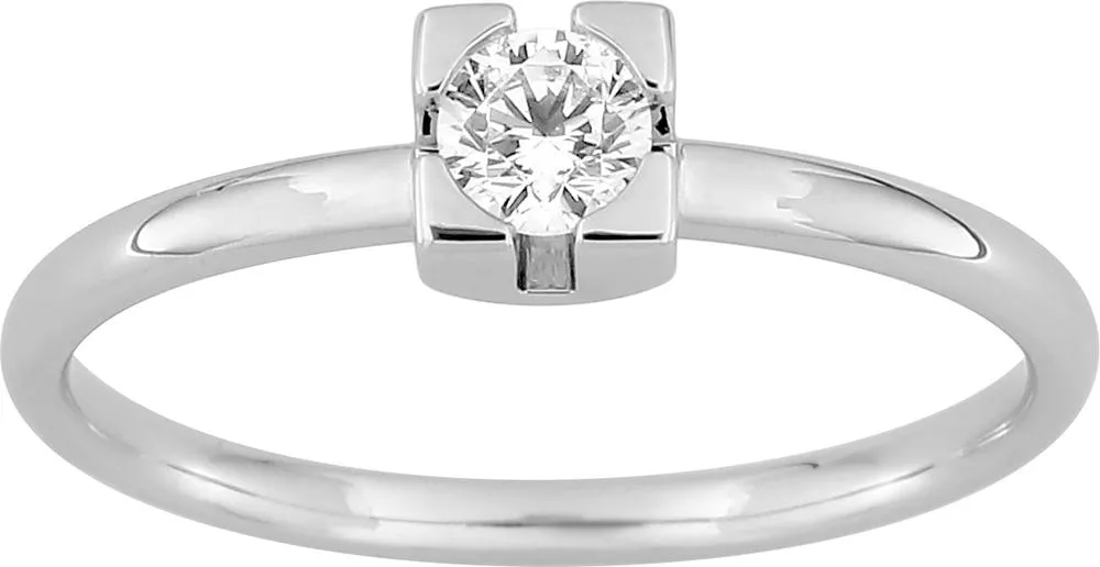 Bague Solitaire Or Blanc Jaofetra Diamant - Bague en Or 750 18k - Bijoux en Vogue