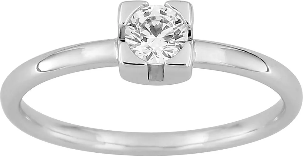 Bague Solitaire Or Blanc Hizia Diamant - Bague en Or 750 18k - Bijoux en Vogue