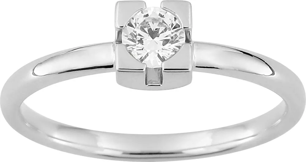 Bague Solitaire Or Blanc Babeth Diamant - Bague en Or 750 18k - Bijoux en Vogue