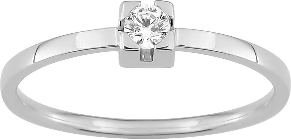 Bague Solitaire Or Blanc Taliana Diamant - Bague en Or 750 18k - Bijoux en Vogue