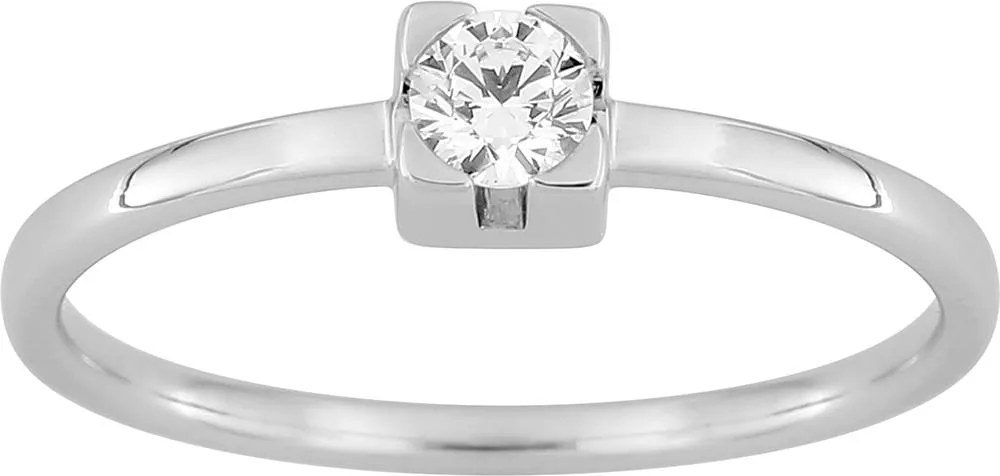 Bague Solitaire Or Blanc Oumpa Diamant - Bague en Or 750 18k - Bijoux en Vogue