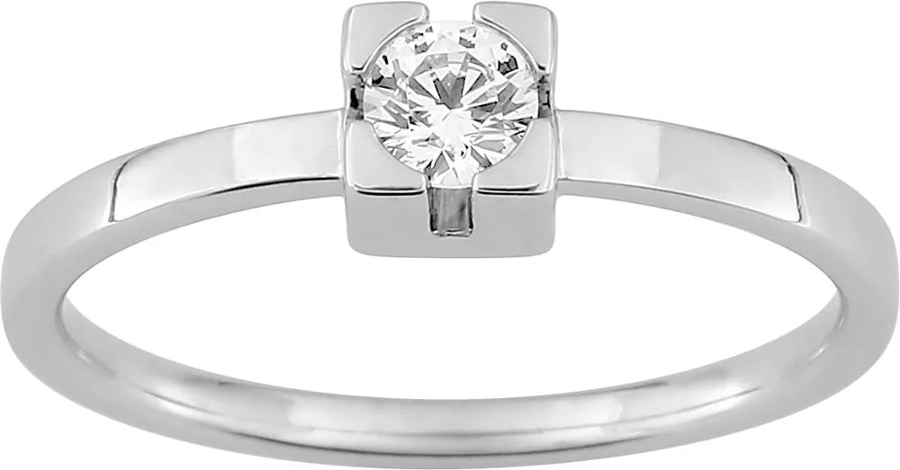 Bague Solitaire Or Blanc Chretienne Diamant - Bague en Or 750 18k - Bijoux en Vogue