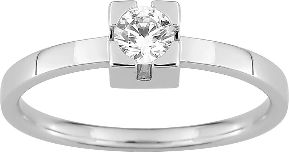 Bague Solitaire Or Blanc Krasimira Diamant - Bague en Or 750 18k - Bijoux en Vogue