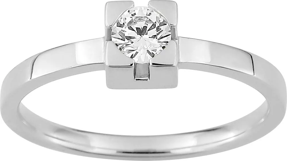 Bague Solitaire Or Blanc Titiane Diamant - Bague en Or 750 18k - Bijoux en Vogue
